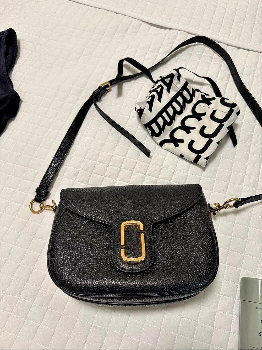 Marc Jacobs The J Marc Pebble Saddle Bag Black Crossbody Bag